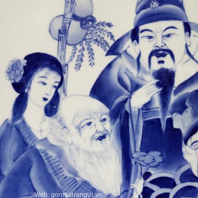 Tranh men chàm vẽ tay tích Phúc Lọc Thọ